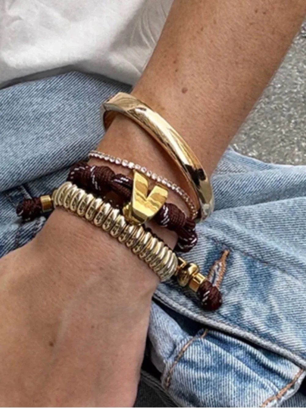 BaubleBar Knotty Initial Custom Bracelet - Brown Single Letter “A”